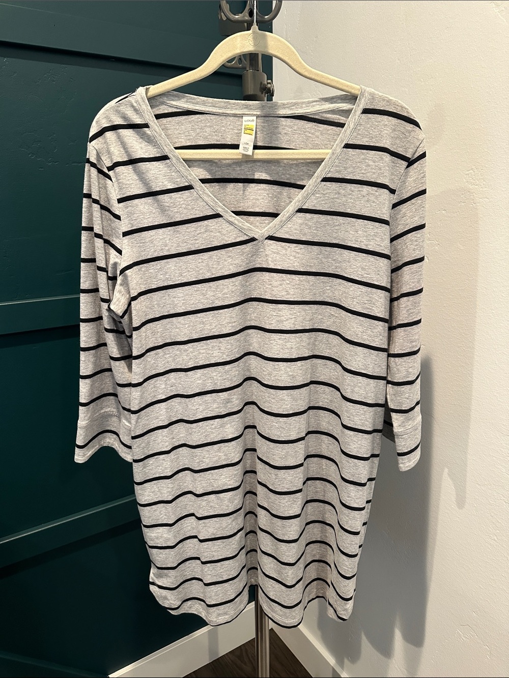 Lole’ Gray & Black Striped V-Neck Tunic